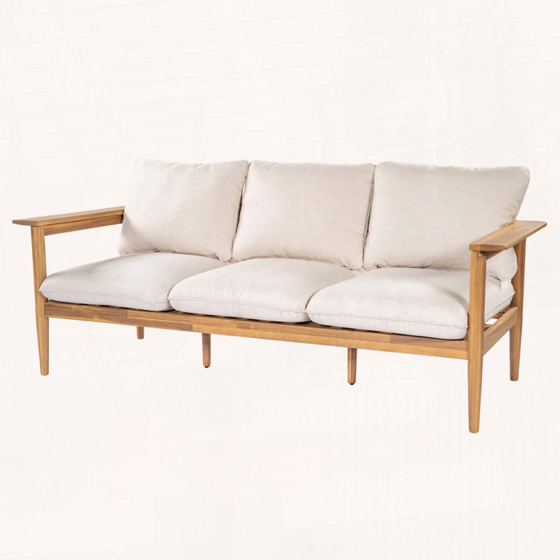 Outdoor Acacia Wood 3-Seater Sofa