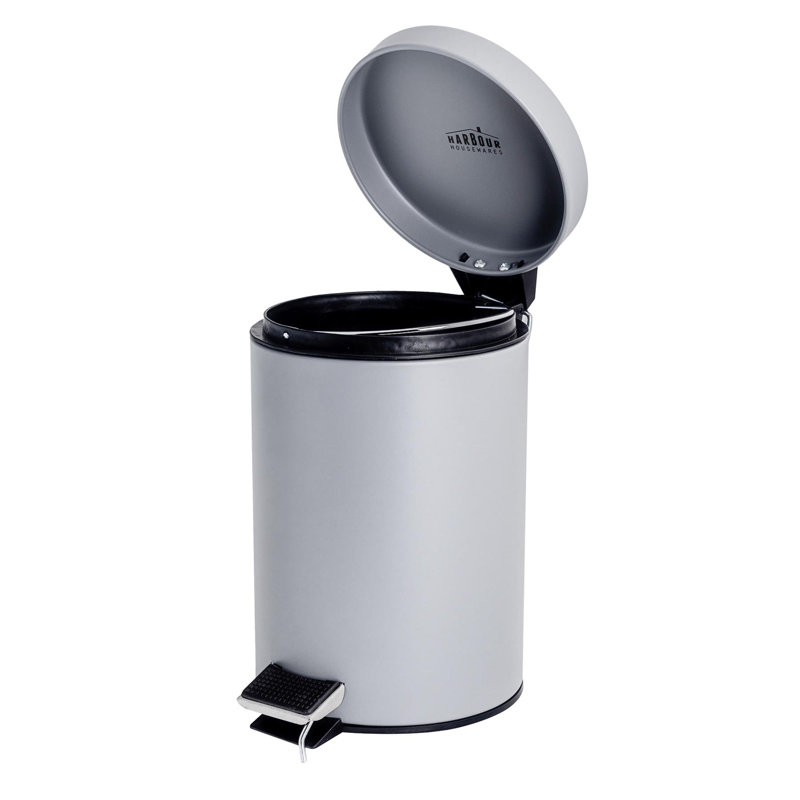 Harbour Housewares - Round Bathroom Pedal Bins, Grey