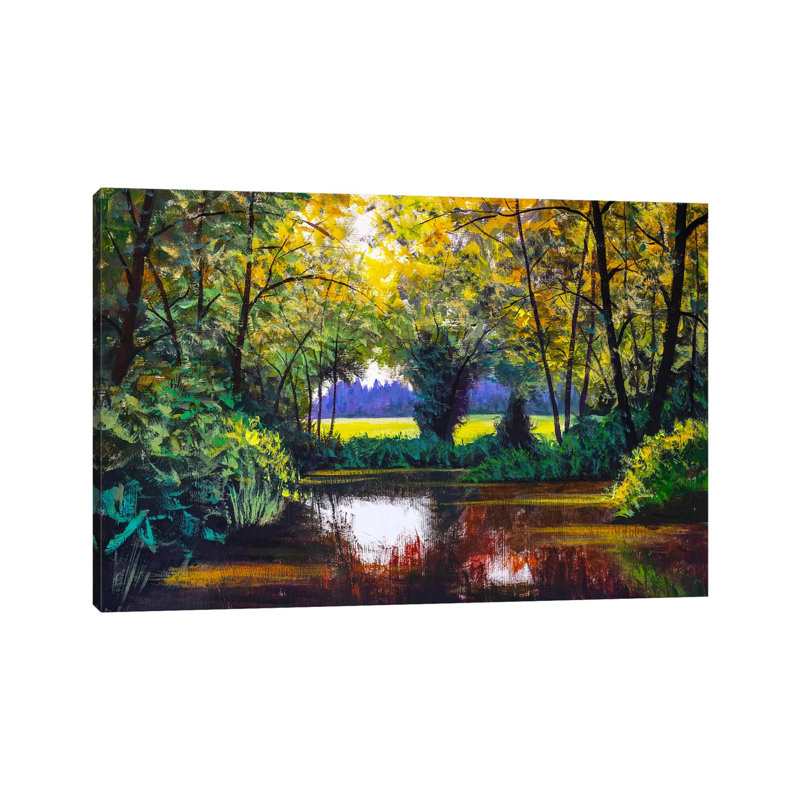Sunny Pond Landscape by Valery Rybakow - Wrapped Canvas Gallery-Wrapped Canvas Giclée, 66.04 cm H x 45.72 cm W x 3.175 cm D