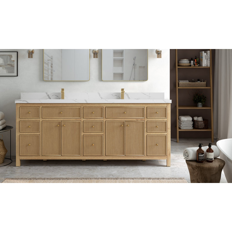Ensemble de meuble-lavabo double 84 po, Calacatta Laza, Blanc