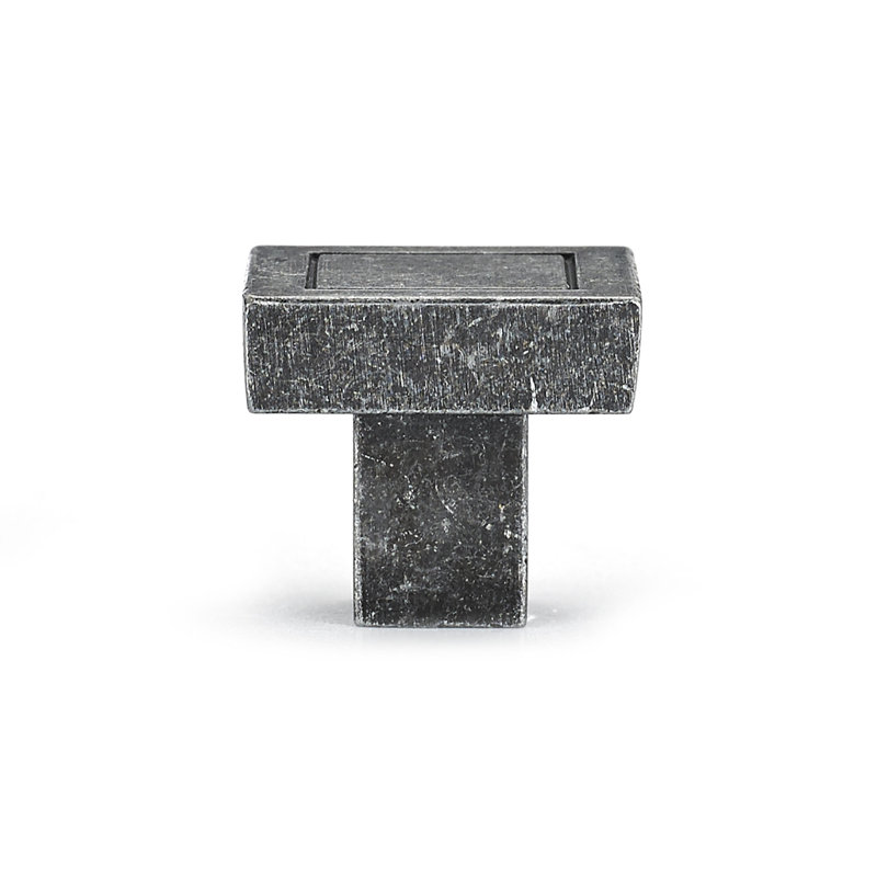 Expression 15/16" Length Square Knob, 0.7" W, Antique Iron