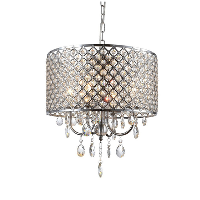 Adarious 4 - Light Dimmable Drum Chandelier, 19.88" H x 16.92" Wx 16.92" D, Chrome