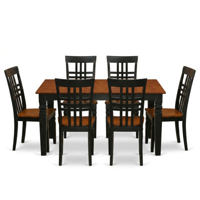 Buttermilk And Cherry Two Tone Solid Wood Rectangle 7 Piece Dining Table Set With Self Storing Extendable Leaf