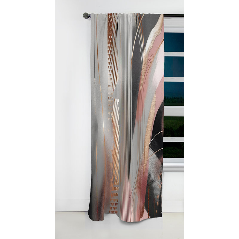 Rideau occultant rose et rose à motif de complexes modernes I - 1 panneaux, L 52 po x L 84 po