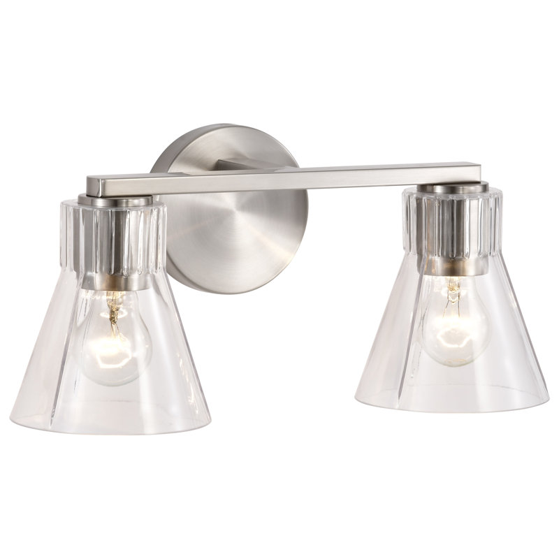 Spruill - Vanity - Clear Glass, 16" Width, 2 Lights, Brushed Nickel