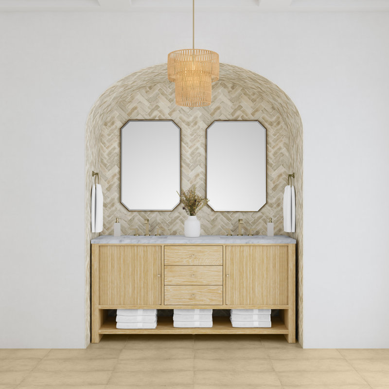 Marigot 72'' W Double Vanity, Carrara White, 8" Widespread