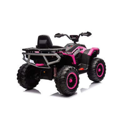 Kids ATV 4 Wheeler, 24V 4WD Electric ATV Ride On Toy for Big Kid w/ 2-Seater, 4x200W Motor, 6Mph Max Speed-Pink