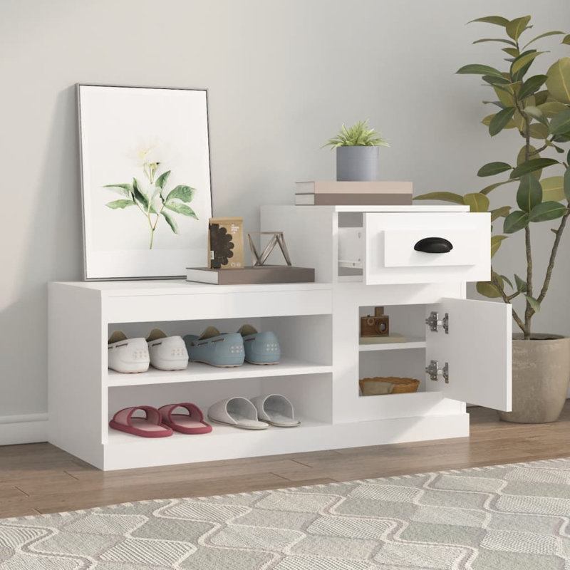 Menzen Shoe Storage Cabinet, White