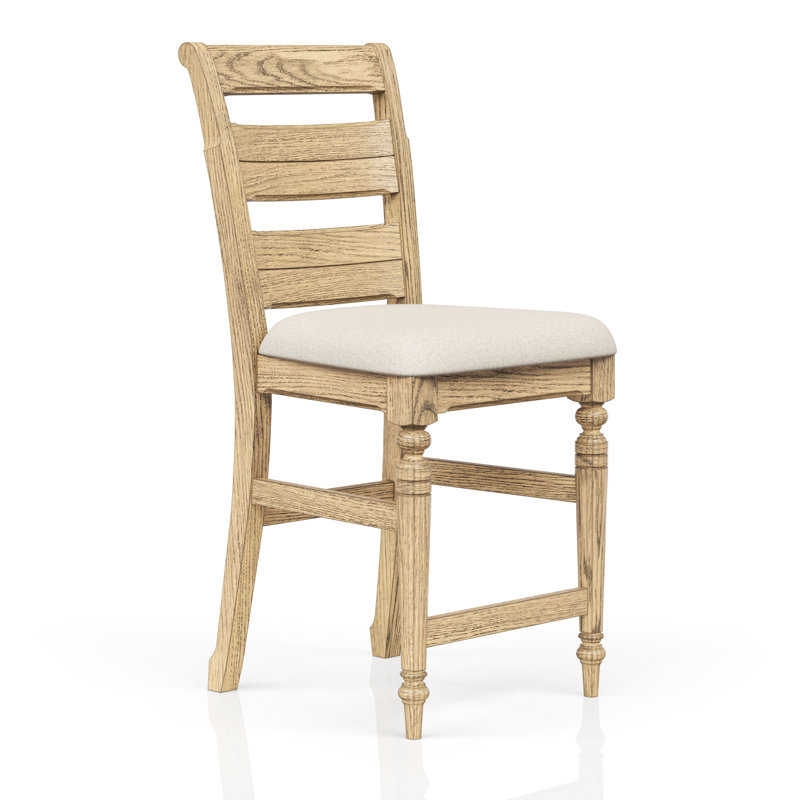Tabouret de comptoir à dossier fini avec siège rembourré confortable, pieds tournés élégants et support pour repose-pieds, finition à hauteur de 42,94 po, support avant - profondeur 19,83 po, largeur 24,52 po, poids 27,23 lb