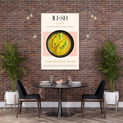 Golden Ilish Curry Traditional Fish Architecture Wall Art Print 1 Piece Wrapped Canvas Wall Art