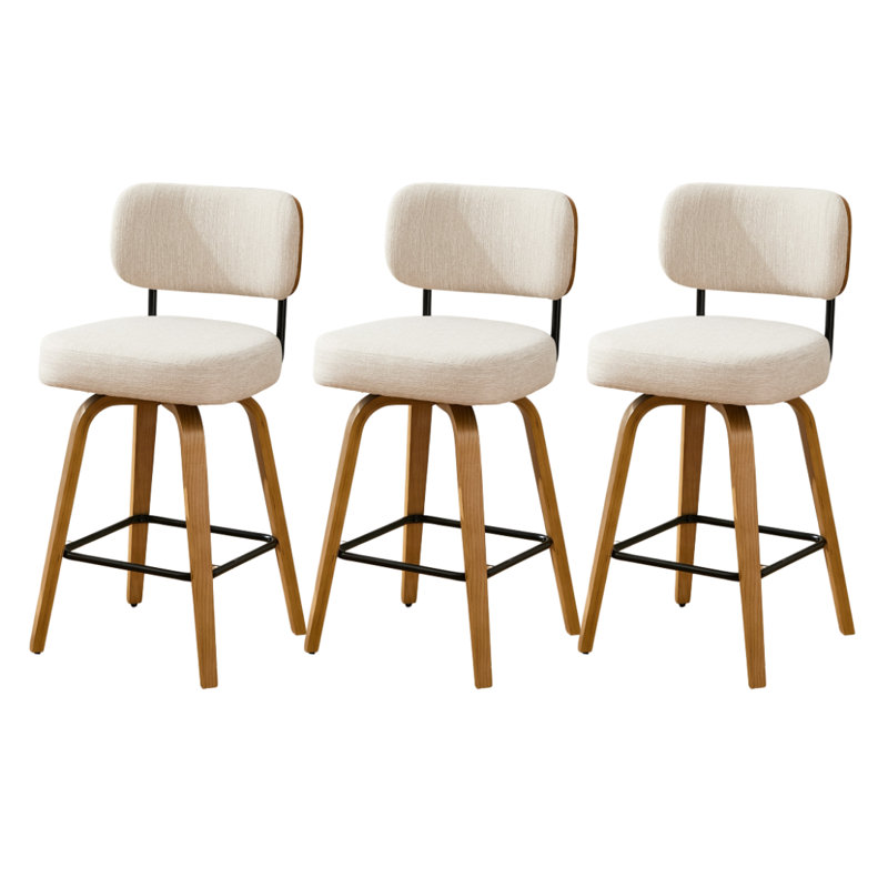 Tabouret de comptoir pivotant 26 po avec structure en bois au fini chêne, Tabouret de comptoir (siège d'une hauteur de 26 p