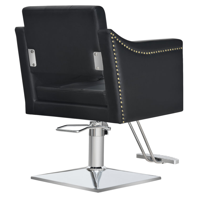 Vintage Hydraulic Salon Chair with Nailhead Trim, Styling Barber Chair