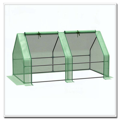 Outsunny 6' x 3' x 3' Portable Mini Greenhouse Outdoor Garden with Large Zipper Doors and Water/UV PE Cover, White