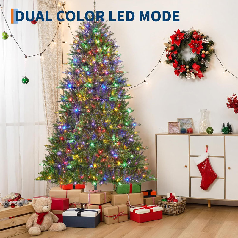 Artificial Christmas Tree Prelit, With Dual-Colour LED Lights, 7'6" H