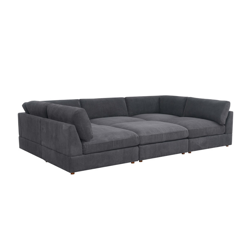 Archmouth Modular Corduroy Sectional, Dark Gray