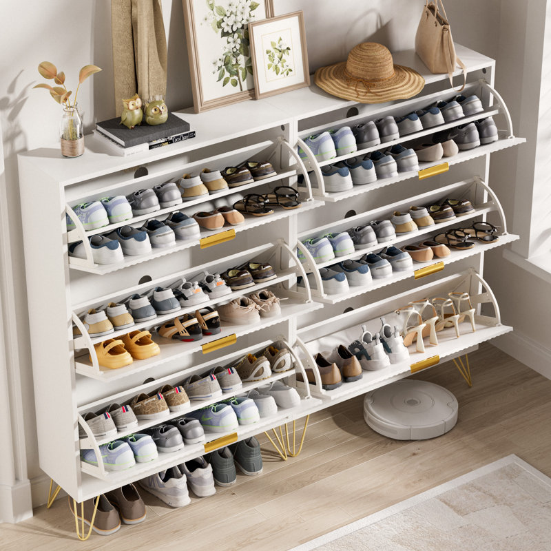 Rangement à chaussures 24 paires, Blanc, 48" H x 31.5" W x 9.4" D