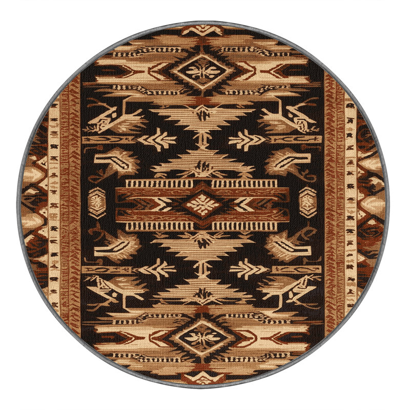  Tapis hawaïen lavable à motifs polynésiens, Rond 3 pi