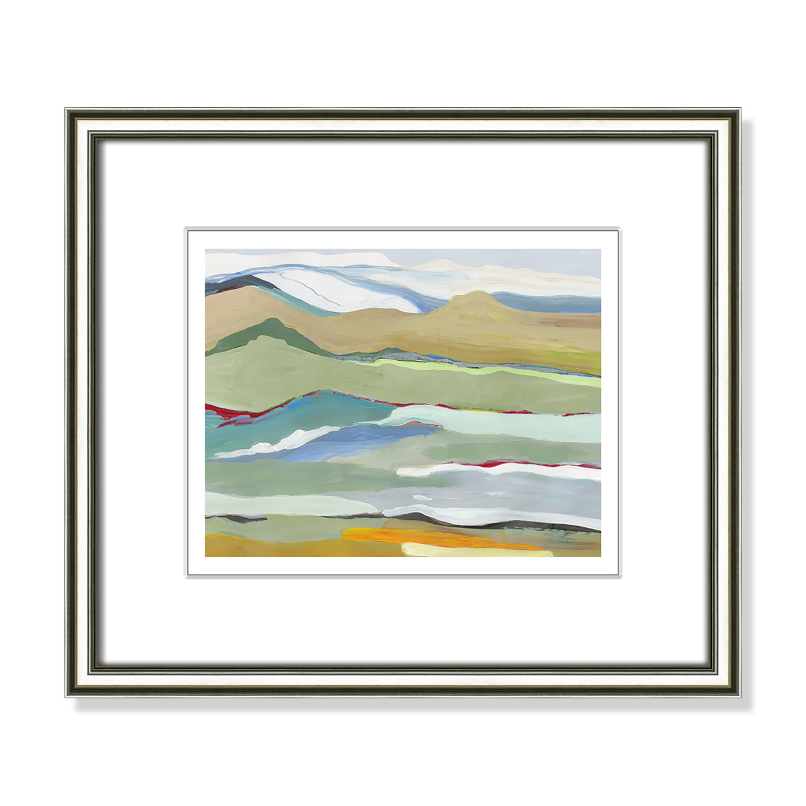 Goodbye Summer on the Hills - Picture Frame Painting, Silver Framed, 14.25" H x 16.25" W x 0.88" D