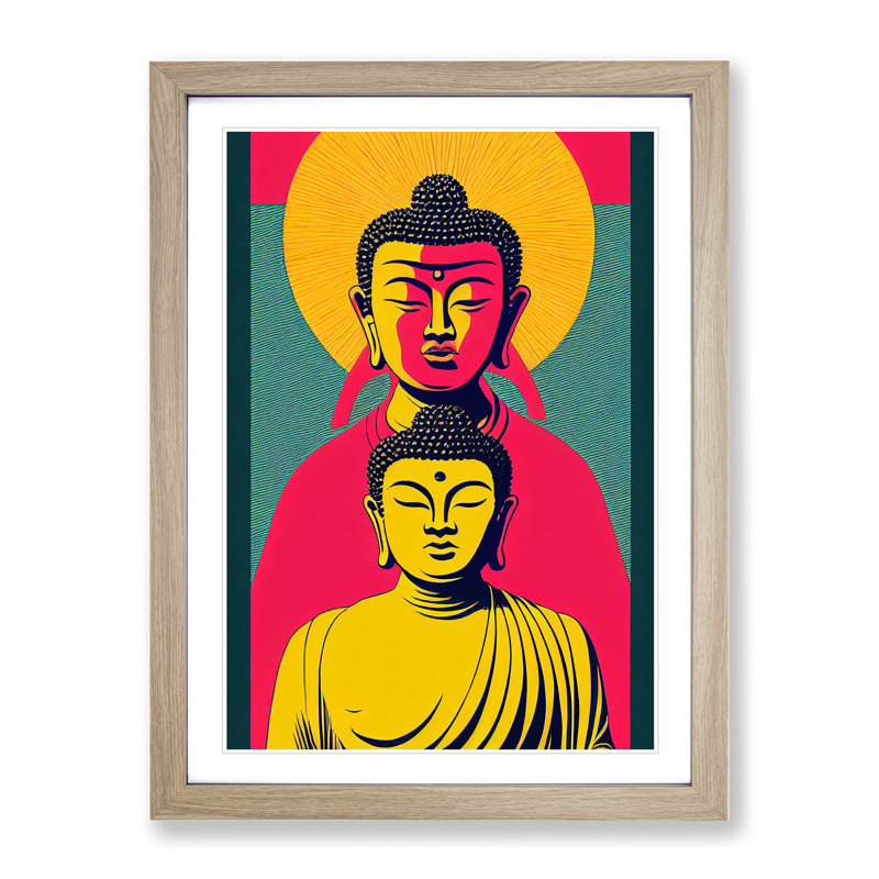 Two Buddha - Framed Print, Oak Framed, 34cm H x 25cm W x 2cm D