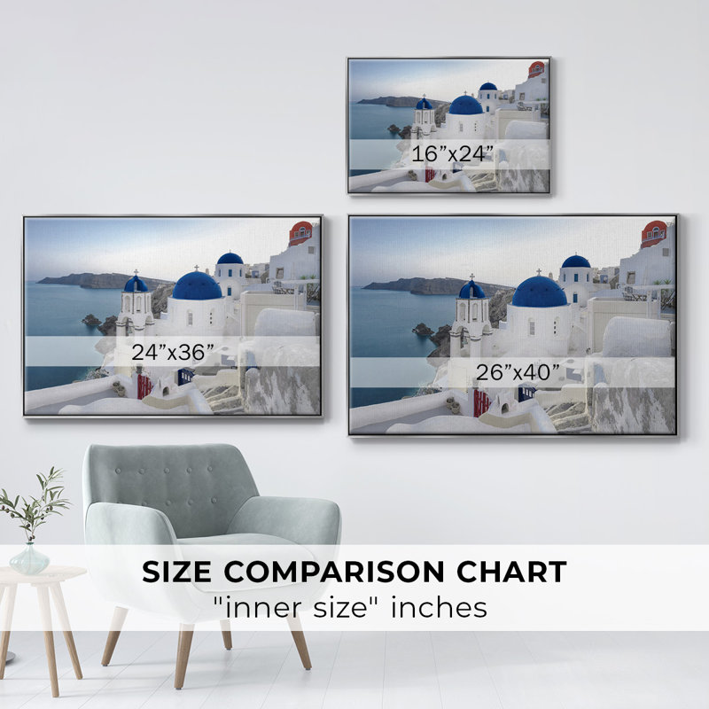 Santorini Sunrise, reproduction d'art sur toile, H 27 po x l 41 po x P 2 po, Argent
