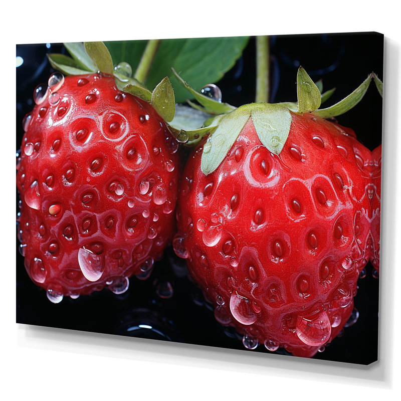 Romantiques rubis, fraise et sonate II - fruits, art mural, H 30 po x l 40 po x P 1,5 po