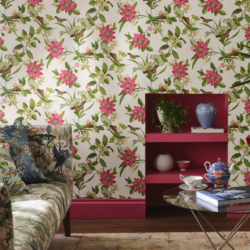 Pink Lotus Wedgewood Wallpaper 10.05m x 52cm, Ivory
