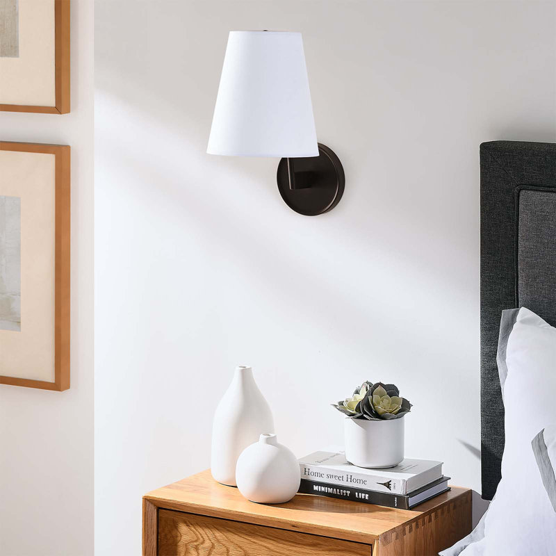 Surround Bronze 11" Wall Sconce with Fabric Cone Shade