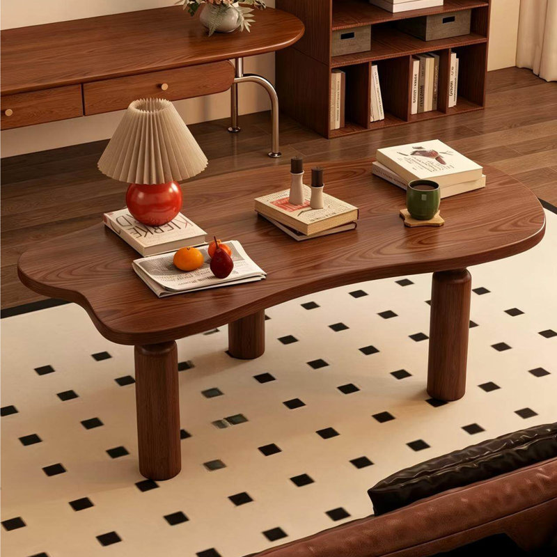 Table basse en bois de style nordique., H 15,7 po x l 55 po x P 27,5 po, Brun