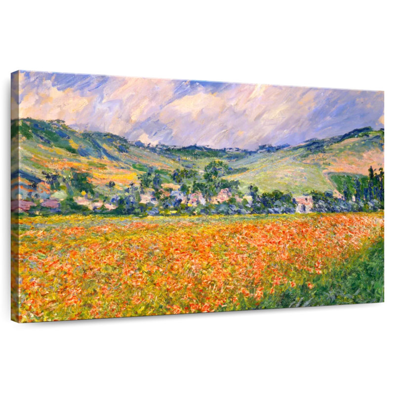 Champ de coquelicots Alvord dans un creux près de Giverny, H 8 po x l 12 po