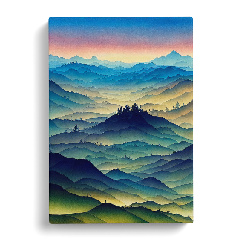 Serene Mountain Landscape No.2 - Wrapped Canvas, 50cm H x 35cm W x 3cm D