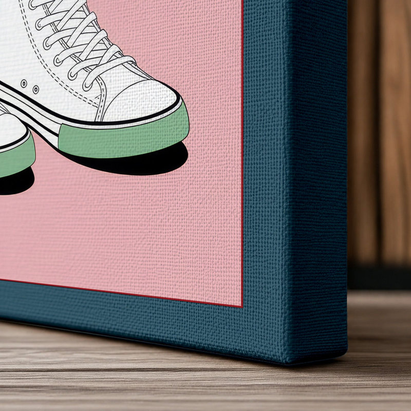Sneakers in Bloom Modern - Wrapped Canvas, 24x16 - 61.0 x 40.6 cm, Teal Border