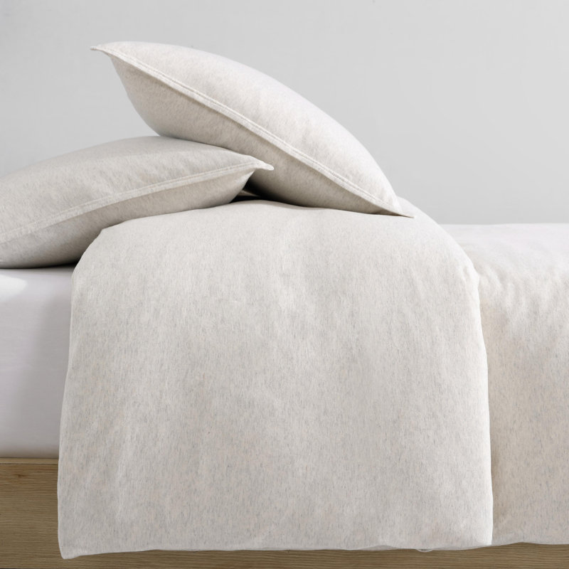 Calvin Klein Modern Cotton Melange Solid Comforter Set, Queen Comforter +  2 Standard Shams, Ivory/Gray
