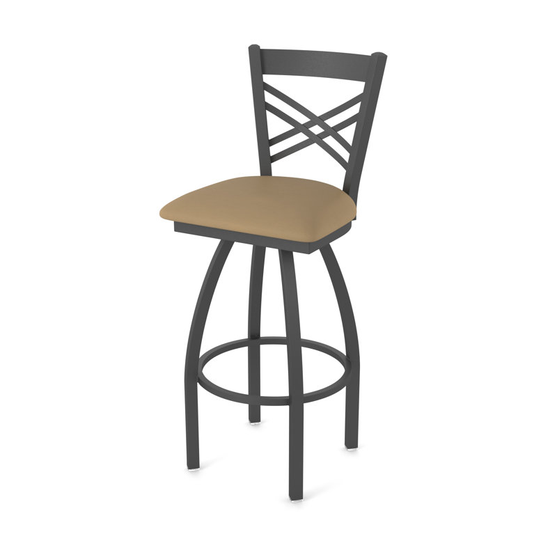 820 Catalina Swivel Stool, Pewter, Vinyl-Canter Sand, Extra Tall (36" Seat Height)