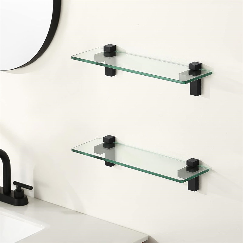 Tablette de salle de bain Keyshia, Matte Black, H 3,5 po x l 15,75 po x P 4,72 po