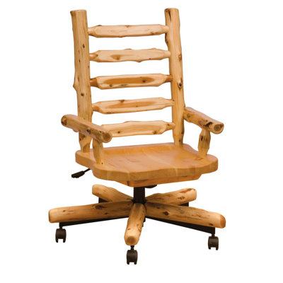 Fauteuil de direction en bois de cèdre avec siège profilé en bois - café