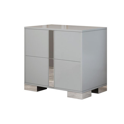 Elegant Nightstand with Metal Foot