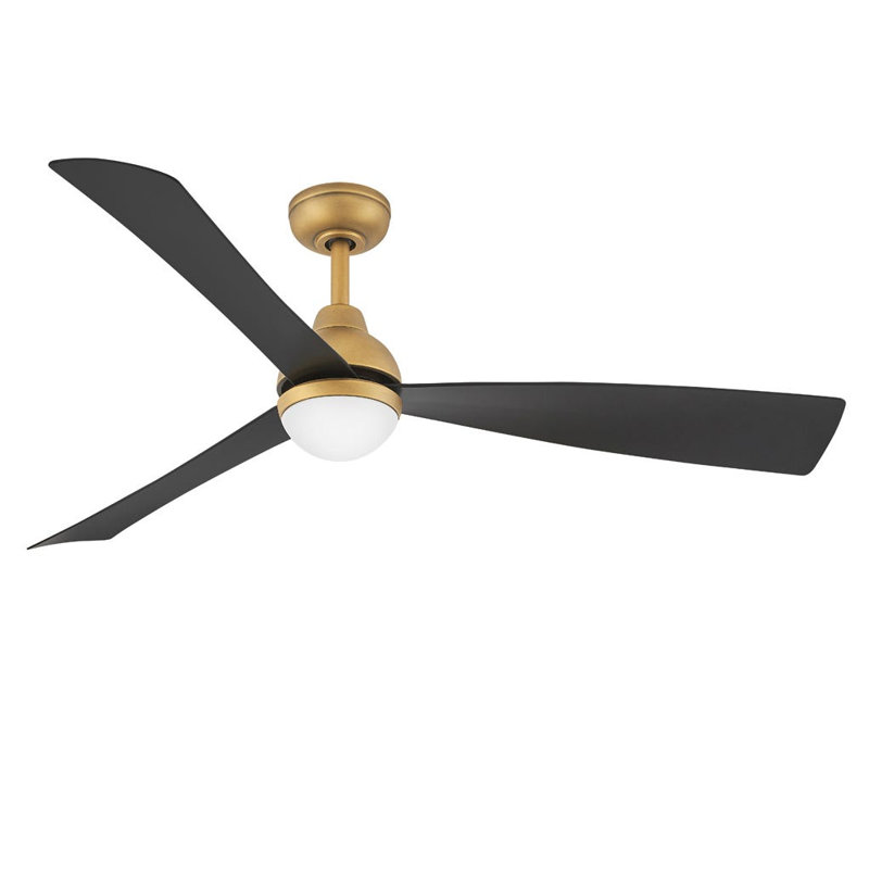 Ventilateur de plafond avec lumières DEL Brona, Laiton héritage / noir mat, 56"