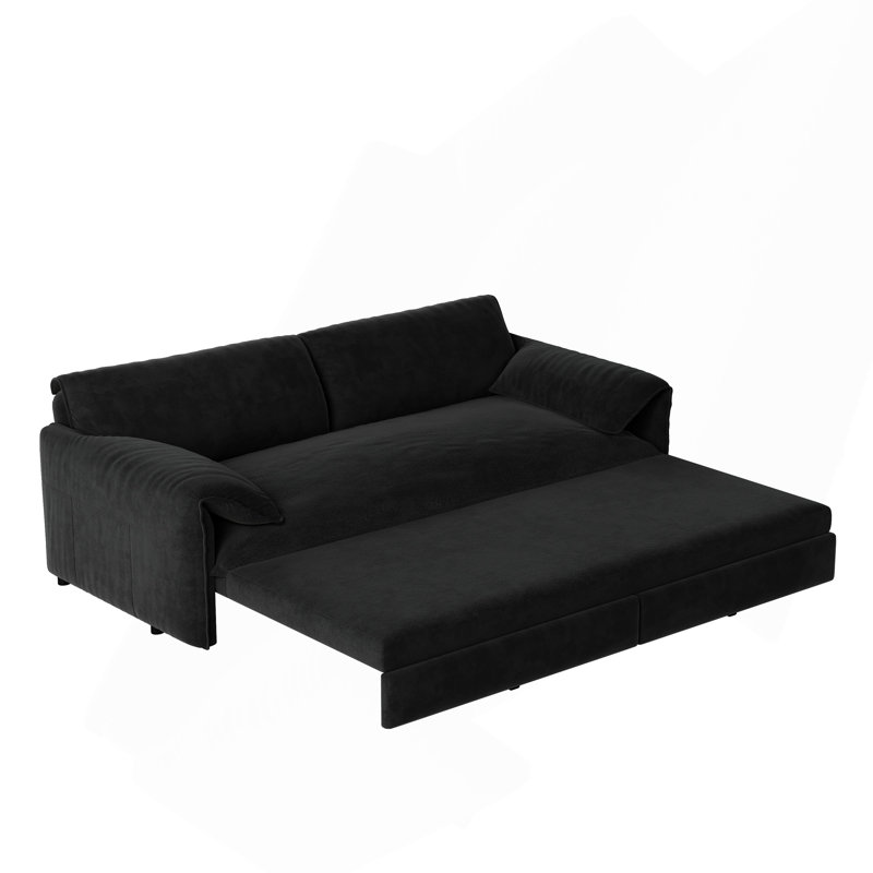 66" Queen Pull Out Bed Sofa, Black