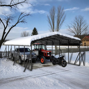 Heavy Duty Metal Carport, All-Weather Carport Shelter with Reinforced Steel Frame & Metal Roof, Quick-Install Canopy for Cars, Trucks, RVs, or Outdoor Storage, Backyard Driveway Garage Alternative