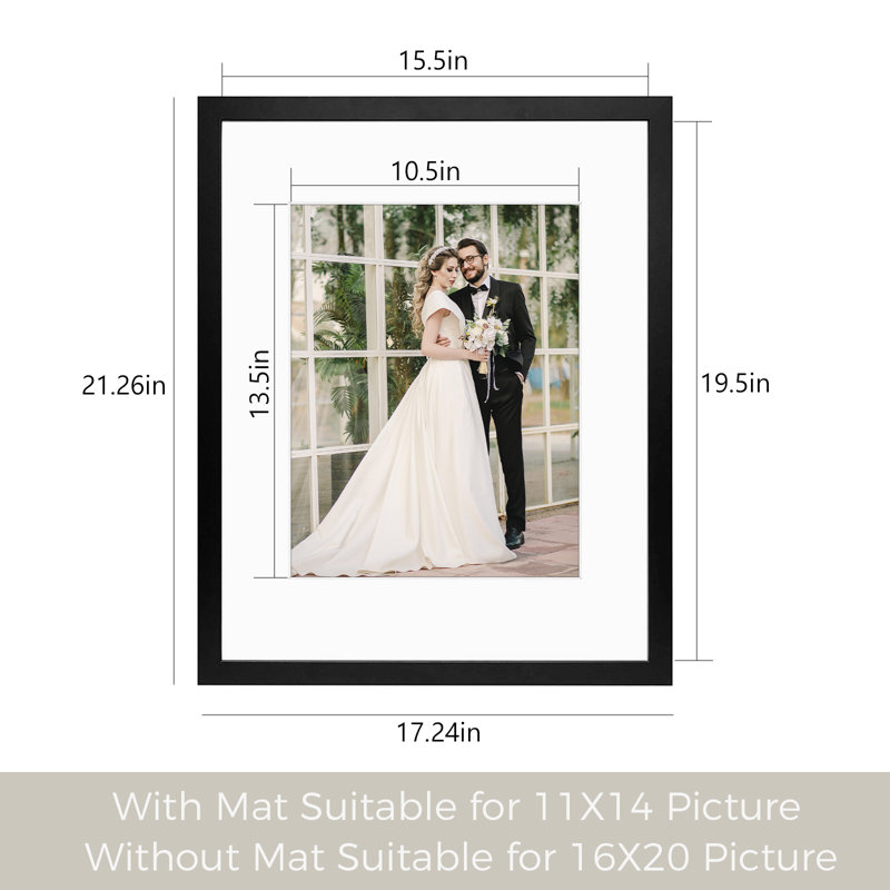 Cadres photos muraux Matte Gallery - Basics by Wayfair ™, Noir, 16 po x 20 po emmêlé à 11 po x 14 po