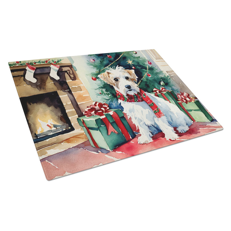 Grande planche à découper en verre Sealyham Terrier Cozy Christmas