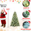 Arbre de Noël de 7 pi équipé de 400 lumières à DEL blanc chaud, 1348 pointes d'aiguilles mixtes et dures, 82 branches de pin, installation facile à charnières pour un joyeux matin, branches pré-enfilées, assemblage sans effort et