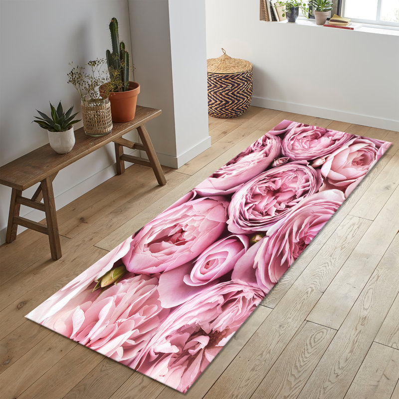 Floral-Themed Soft Pile Printed Rug with Intricate Design for Enhancing the Aesthetic Appeal of Your Living Space