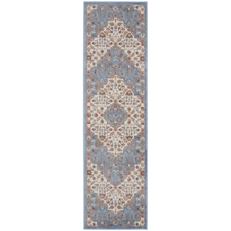 Tapis ivoire traditionnel Rheba, Tapis de couloir 2 pi 3 po x 7 pi 6 po