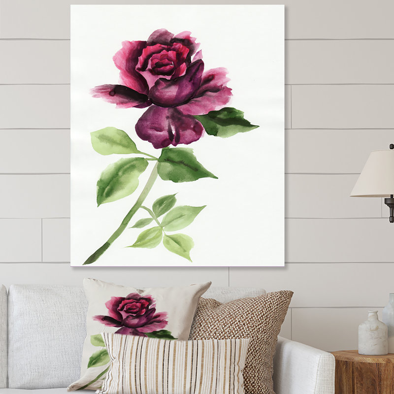 " Red Rose With Buds ", Wrapped Canvas, 20" H x 12" W x 1" D