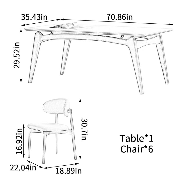 Modern Creative Durable Rock Slab Dining Table Set