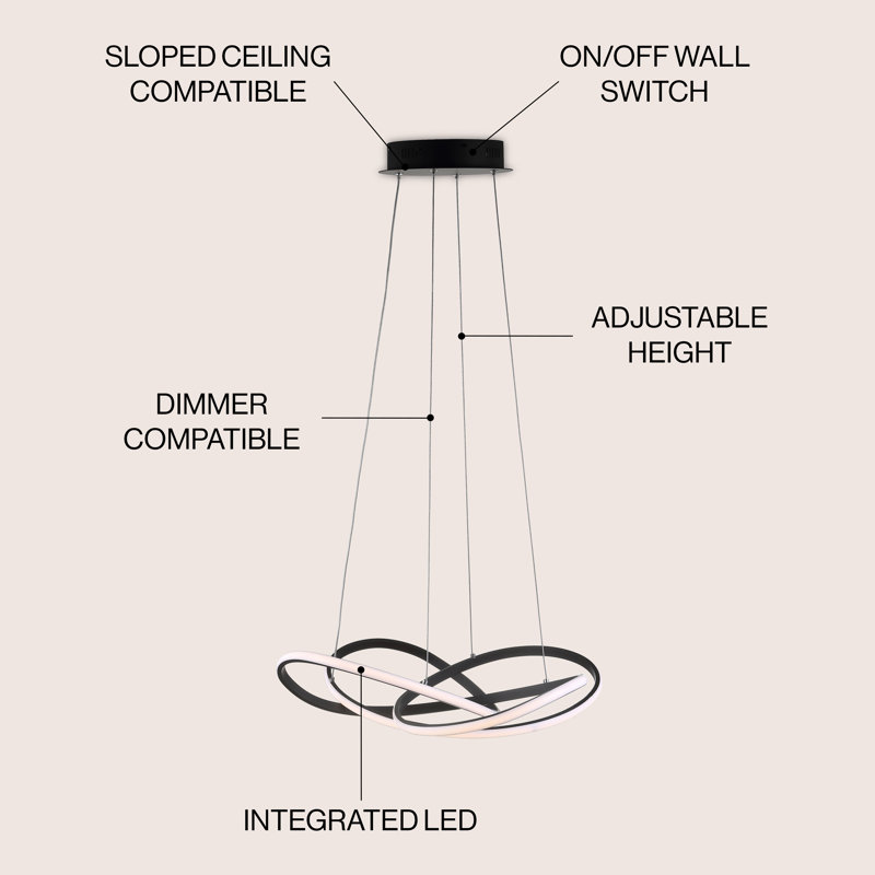 Cales Dimmable LED Geometric Chandelier, Black
