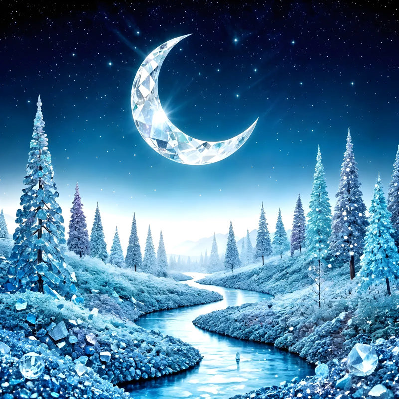 Rivière Crystal Moon - ruisseau d'hiver enchanté, H 20 po x l 20 po