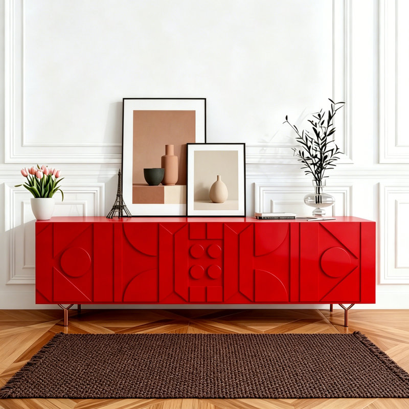 Meuble télé italien minimaliste, Rouge