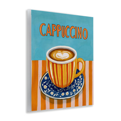 Plaque murale cappuccino à rayures bleues et orange, design par Yen